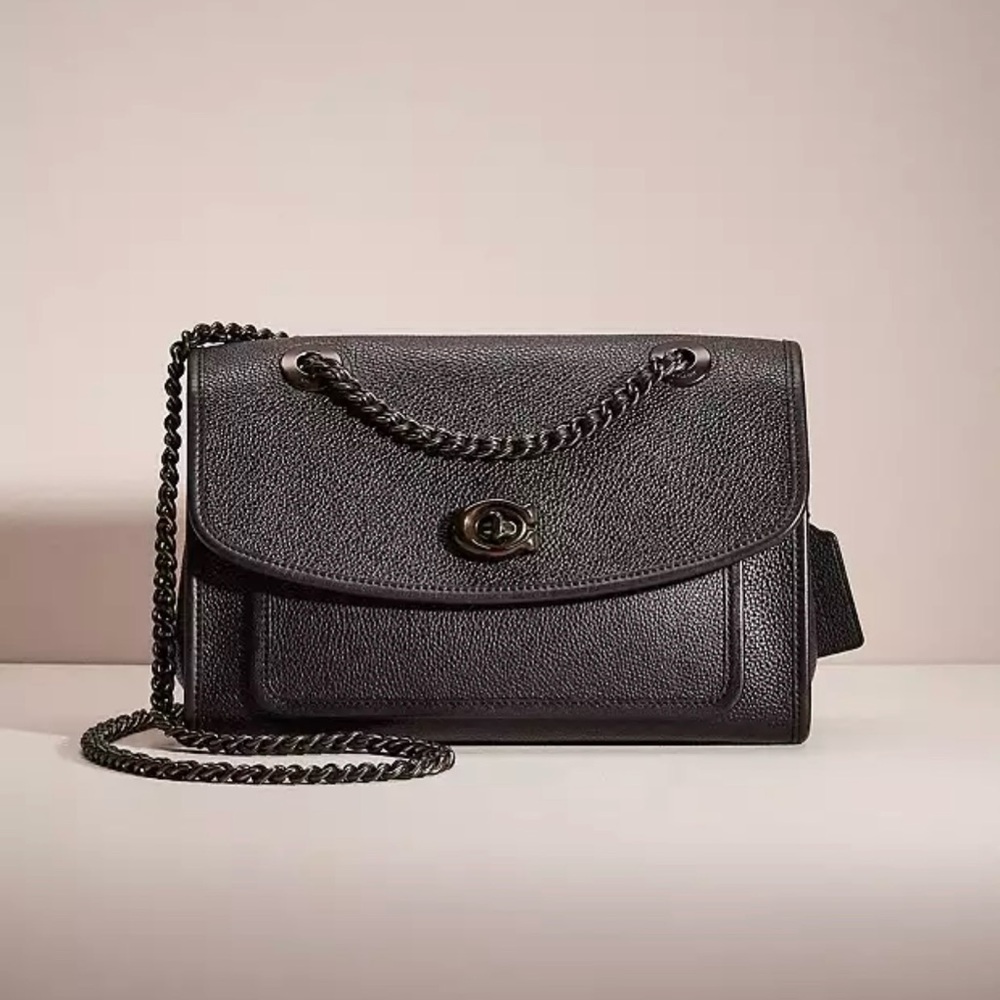 COACH Parker Metallic Graphite Shoulder Bag